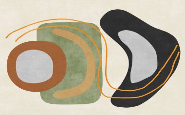 Geometrik renk bloklarından oluşan sanatsal desen modern, basit bir halı..