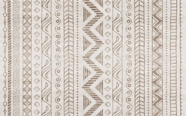 Soyut el çizimi desenli Fas halısı.