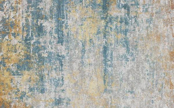 Abstract vintage textured art carpet background, gold and blue textured pattern.