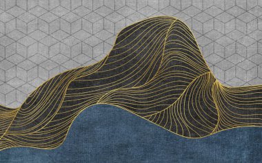 Modern simple abstract gold line art pattern background