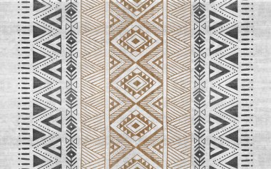 Hand-painted line pattern geometric art pattern, Moroccan style carpet background.