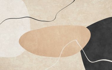 Modern soyut geometrik renk bloğu kombinasyonu sanat deseni, elle boyanmış çizgi modern resim.