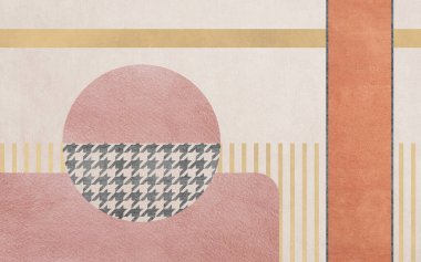 Pink and orange geometric patterns, modern abstract art painting.
