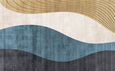 Blue and black geometric patterns, modern abstract line art background.