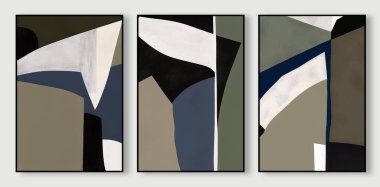 Çağdaş soyut sanat seti. Kapak, broşür, poster, broşür ve kapak için modern tasarım. El çizimi sanat, soyut sanat, vektör çizimi