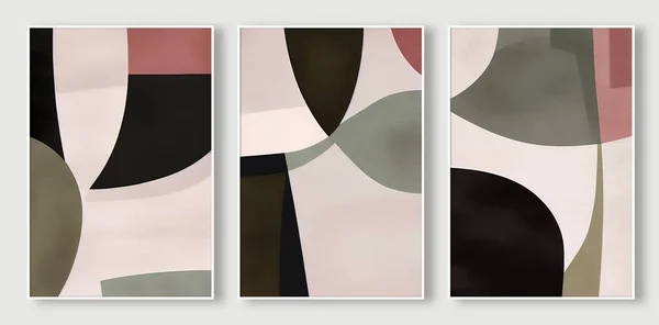 Геометрический Цветовой Блок Стиле Бохо Монограмма Абстрактная Акварельная Живопись — стоковое фото