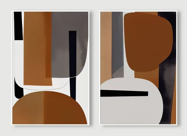Boho Stil Geometriska Färg Block Monogram Mönster Abstrakt Akvarell Målning — Stockfoto