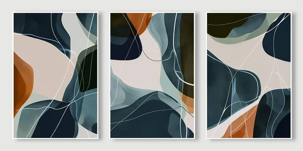 stock image Modern abstract watercolor geometric art triptych, cover design