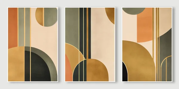 Tríptico Arte Geométrico Acuarela Abstracta Moderna Diseño Cubierta —  Fotos de Stock