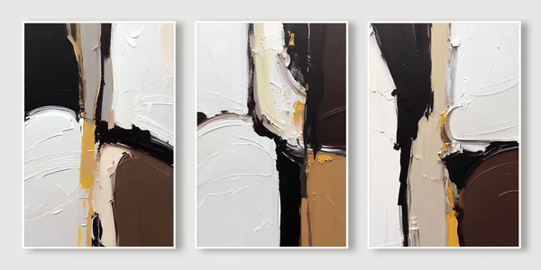 Современный Абстрактный Триптих Живописи Маслом Висячая Картина Стиле Бохо — стоковое фото