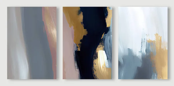 Abstraktes Gold Und Blaues Aquarell Textur Kunst Hintergrund Moderne Minimalistische — Stockfoto