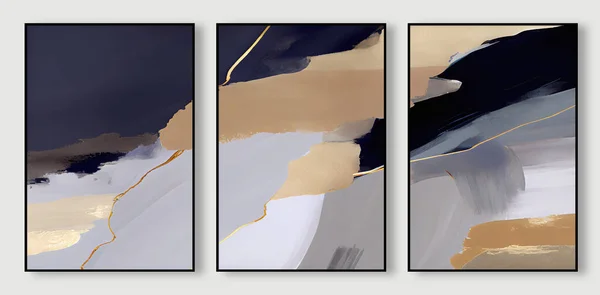 Moderní Abstraktní Akvarel Geometrické Umění Triptych Obal Design — Stock fotografie