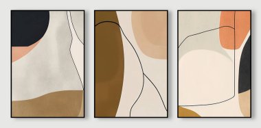 Soyut geometrik sanat poster tasarımı. Modern, minimalist arka plan. El çizimi şekiller ve şekiller. vektör illüstrasyonu.