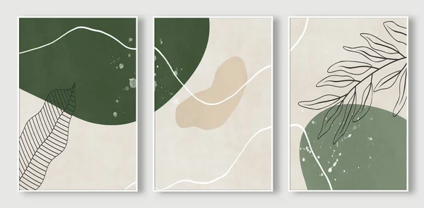 現代ミニマリストの芸術 手描きの壁 抽象的な装飾 葉の装飾が付いているミニマリストの設計 プリントのための装飾 ポスター パンフレット — ストック写真