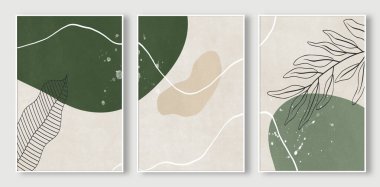 Soyut geometrik şekillerin vektör kümesi, minimum tasarım elementleri. Modern soyut sanat, sosyal medya tasarımı. El boyaması sanat tasarımı. minimalist sanat