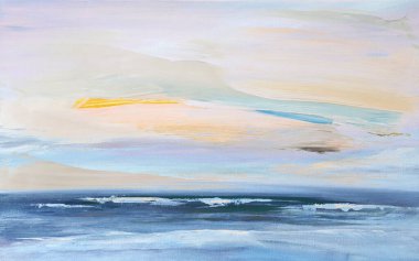 Yağlı boya. günbatımı gökyüzü ve bulutlar