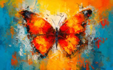 butterfly on the abstract painting. clipart