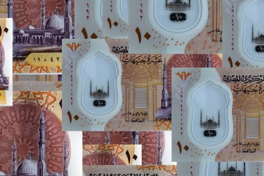 Yeni Mısır banknotları, beyaz arka planda izole edilmiş 5 kilo.