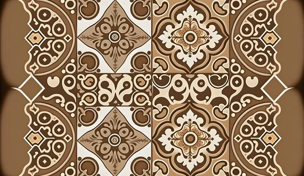 seamless tiles background in portuguese style. brown mosaic pattern. Tiles for ceramic in dutch, portuguese, spanish, italian style