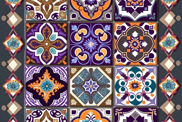Motif pattern, background wall tiles and colorful Motif digital wall tiles, portuguese, spanish, italian style elements, Ceramics, tiles, mosaic, abstract Motif. Multi colored wall art decor