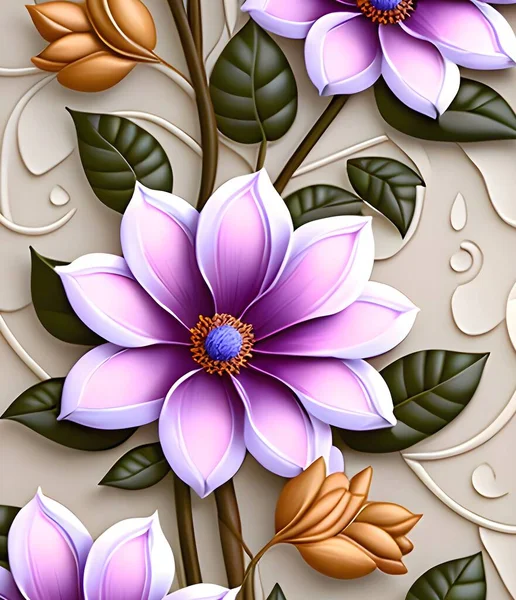 Flower wall decor, Digital Wall Tile Design, Wall tiles Decor on Marble For Home Decoration, Illustration can be used for wallpaper, linoleum, textile, web page background