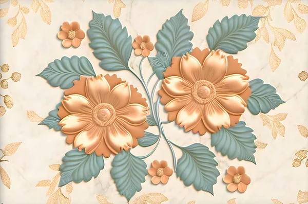 Flower wall Decor, Digital Wall Tile Design, Wall tiles Decor on Marble For Home Decoration, Illustration can be used for wallpaper, linoleum, textile, background