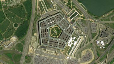 Pentagon Washington binası yukarıdan aşağıya bakıyor, Birds 'ün gözü Pentagon, Washington, ABD