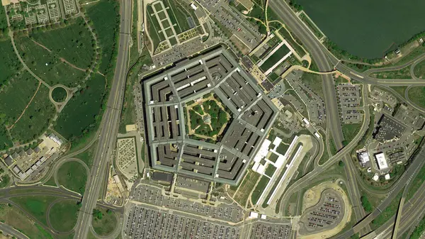 Pentagon Washington Gebouw Naar Beneden Kijkend Vanuit Lucht Birds Eye — Stockfoto