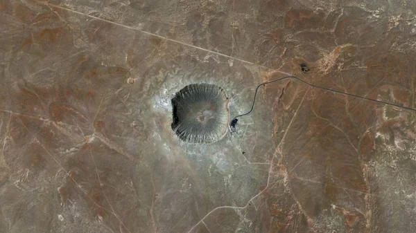 Barringer Meteor Krateri yukarıdan aşağıya bakıyor, kuş bakışı Barringer Krateri, Coconino County, Arizona, ABD