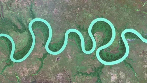 Adelaide Nehri 'nin kıvrımları, Birds' ün gözünden aşağıya bakıyor Adelaide River Coomalie, Litchfield, Avustralya
