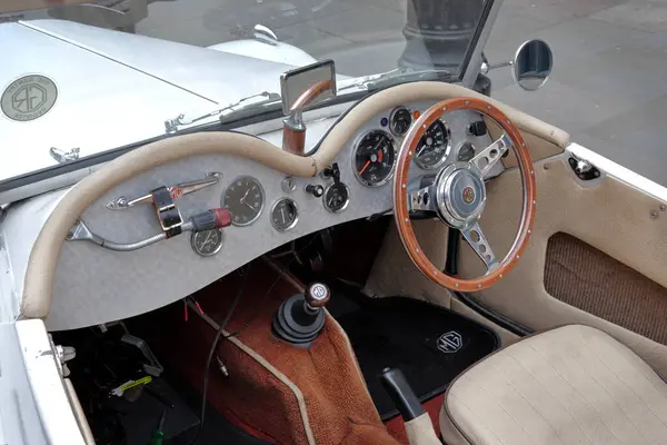 stock image London, UK - Jan 15, 2022: white MG TF Midget type roadster car, manufactured by MG between 1953 and 1955