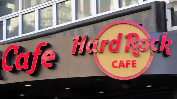 stock image London, UK - Dec 12, 2020: Hard Rock Cafe London Picadilly Circus