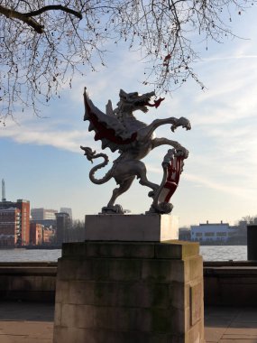 London, UK - Jan 22, 2023: The dragon boundary marks of the City of London in Victoria Embankment clipart