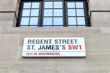 London, UK - Oct 24, 2020: Regent Street, St. James's sign, City of Westminster, London SW1 clipart