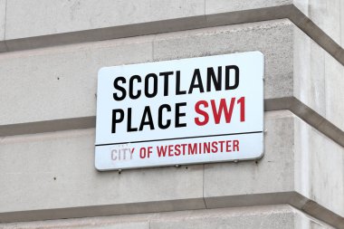 London, UK - Apr 10, 2021: Scotland Place sign, City of Westminster, London SW1 clipart