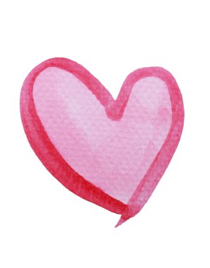 Tek elle boyanmış suluboya kırmızı kalp, beyaz arka plan. Yüksek kalite fotoğraf