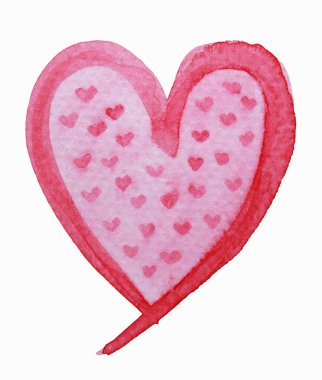 Beyaz arka planda pürüzsüz, elle boyanmış pembe bir kalp. Yüksek kalite fotoğraf