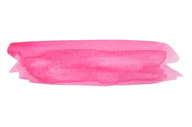 Soyut el çizimi pembe suluboya lekesi beyaz arkaplanda izole edilmiş.