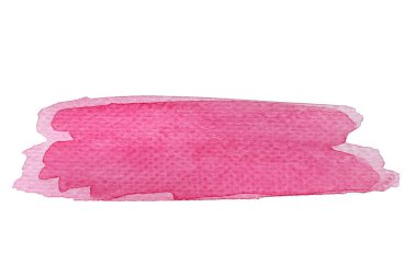 Soyut el çizimi pembe suluboya lekesi beyaz arkaplanda izole edilmiş.