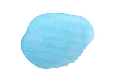 Soyut el çizimi mavi suluboya noktası beyaz arkaplanda izole edilmiş.