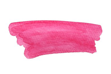 Soyut el çizimi pembe suluboya lekesi beyaz arkaplanda izole edilmiş.