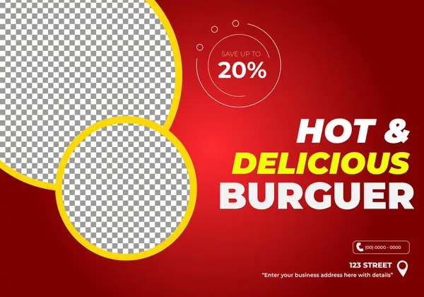 Fast Food ve Burguer restoranları için el ilanı şablonu, tamamen düzenlenebilir ve vektörleştirilmiş.