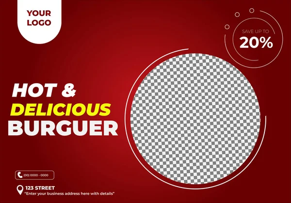 Fast Food ve Burguer restoranları için el ilanı şablonu, tamamen düzenlenebilir ve vektörleştirilmiş.