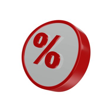 Paket 1 kırmızı ve beyaz indirim simgesi, 3D oluşturulmuş, ticari pul, promosyon ve teklif.