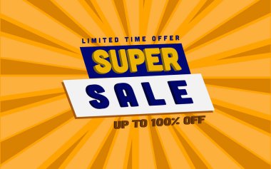 % 100 indirimli, efektli metin, turuncu ve sarı tonlarda arkaplanlı şablon promosyonlarda ve ürün satışlarında kullanılacak.