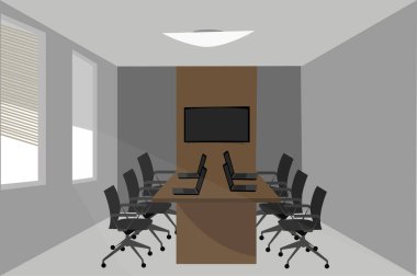 Gri ofis, vektör illüstrasyonu, düzenlenebilir, şirket, iş ve istihdam