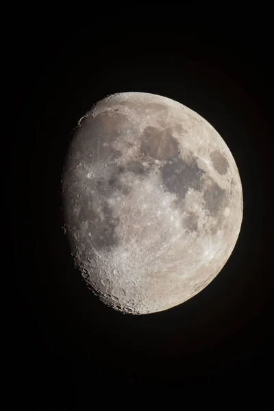 Vista Lunare Attraverso Telescopio Dieci Giorni Lunari Crateri Montagne Superficie — Foto Stock