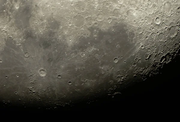 Справжнє Фото Місяця Через Телескоп Великим Збільшенням Вид Поверхні Кратери — стокове фото