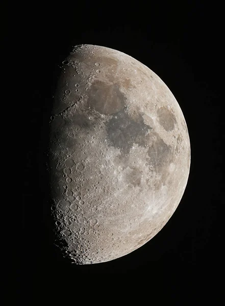 Місяць Дивиться Через Астрономічний Телескоп Чорне Нічне Небо Місячних Днів — стокове фото