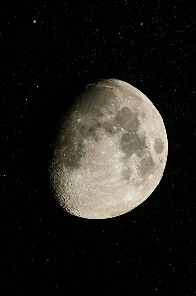 Månen Stjärnhimlen Närbild Tio Måndagar Sammansatt Bild Fotografi Stjärnor Som — Stockfoto